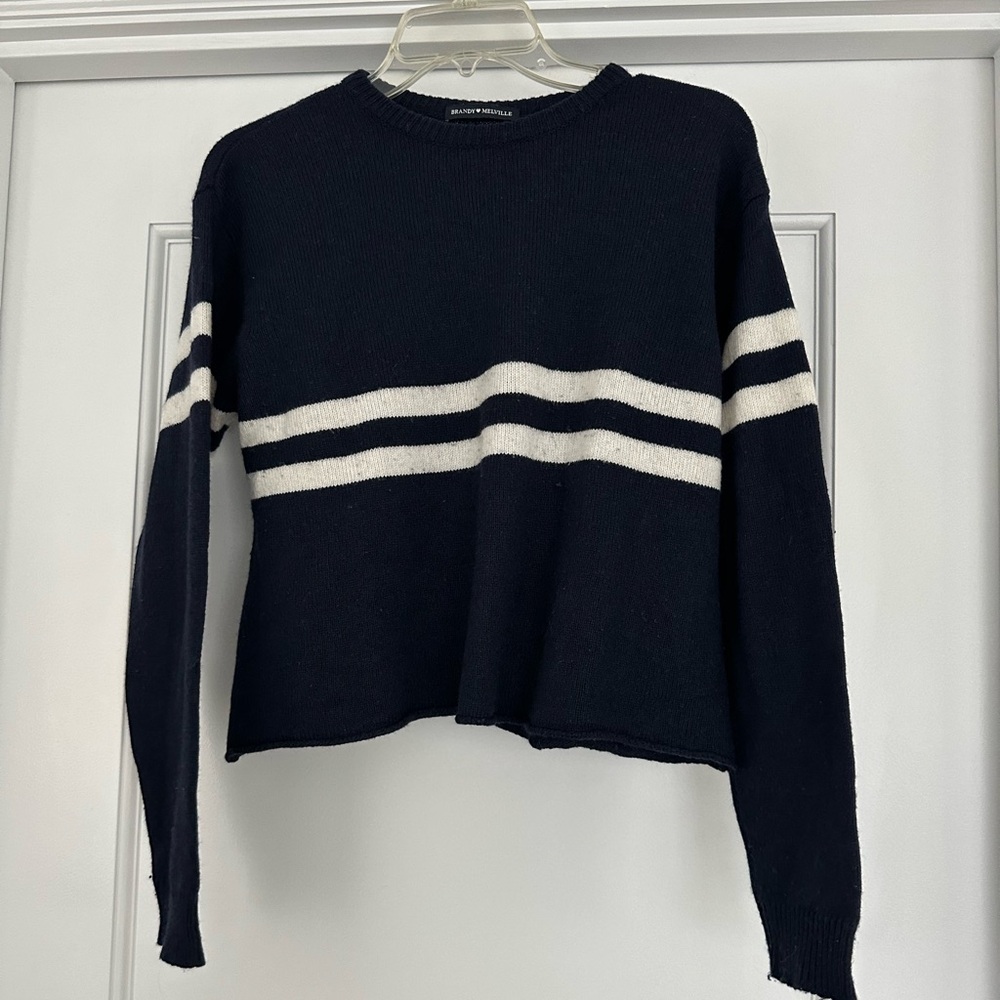Brandy Melville Sweater Brandy Melville Striped Sweater Blue and White